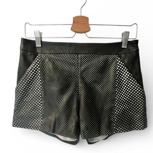 OHNE TITEL Black Leather Perforated Cutout High Rise Shorts 6